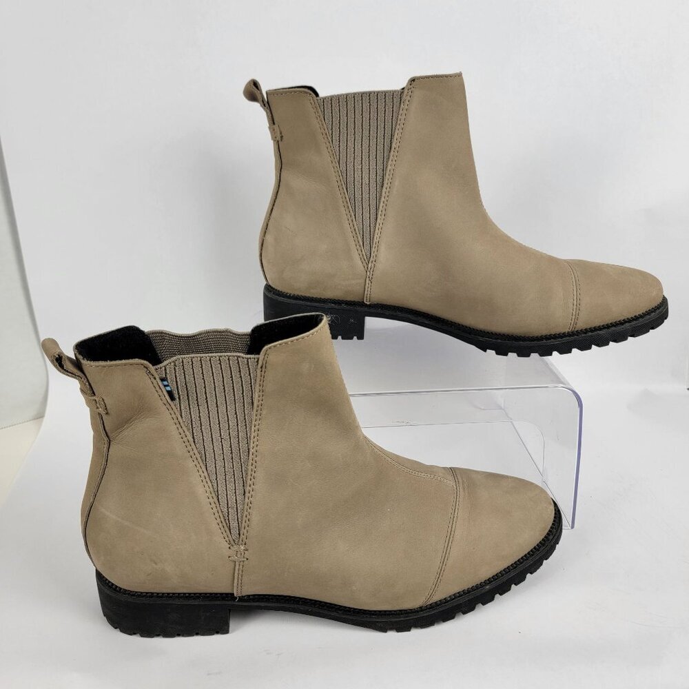 TOMS‎ Womend 12 Cleo Water Resistant Leather Suede Chelsea Casual Ankle Boot